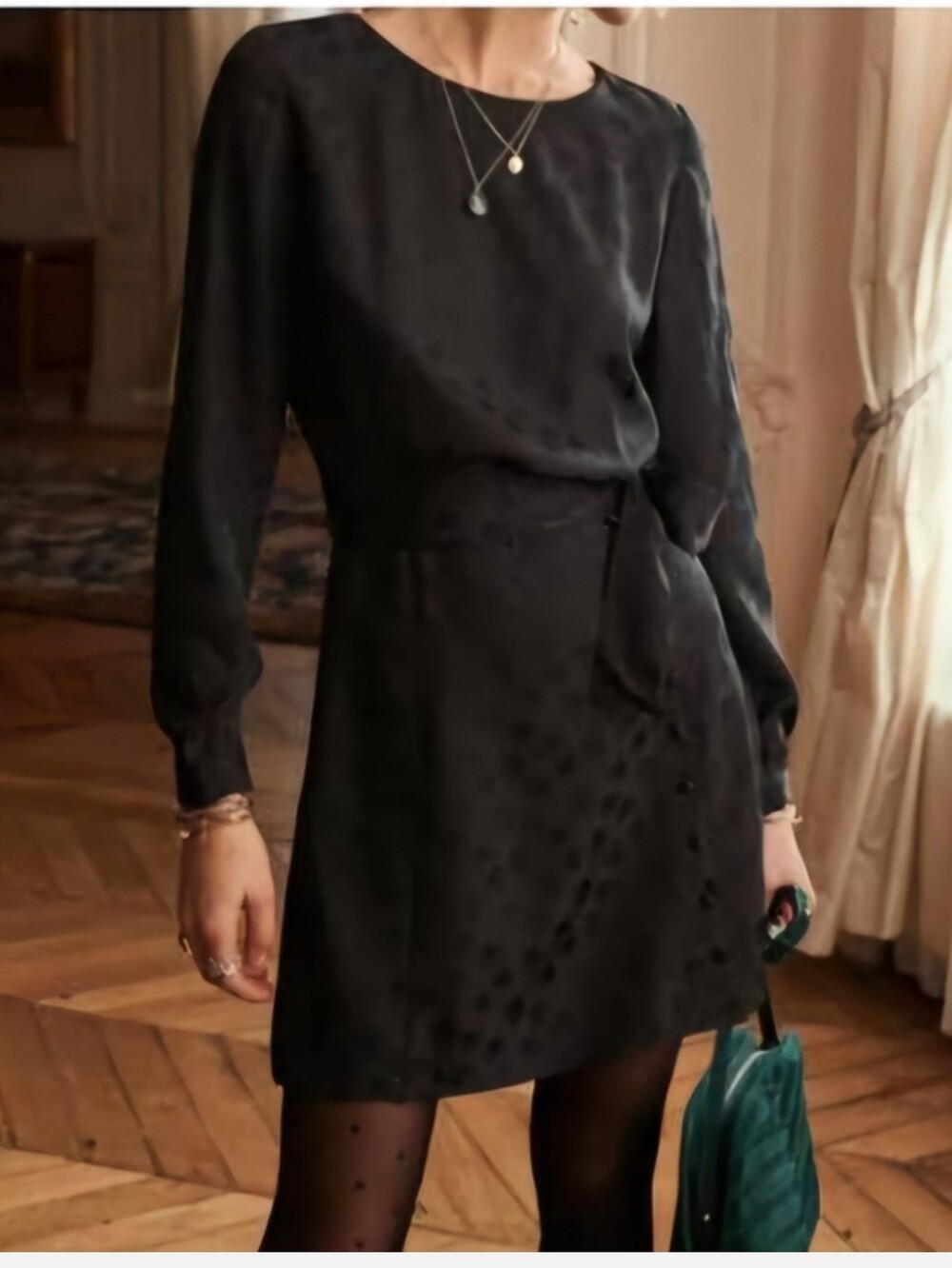 Sezane Silk Nola Dress Black